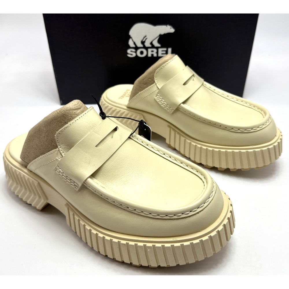 Sorel ONA AVE Loafers Womens Size 6 Honey White Sea Salt Slip On Clogs Mules - Picture 2 of 6